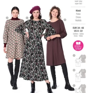 Robe à encolure bateau et manches à poignet