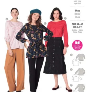 Blouse tee-shirt à petits plis et encolure arrondie