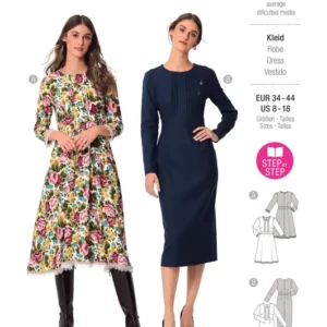Robe avec ceinture de taille et jupe ample ou droite