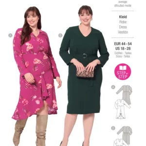 Robe avec encolure en V et manches étroites