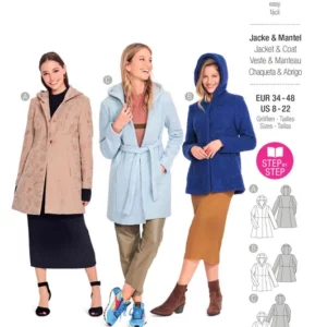 Manteau, veste avec coutures de découpe et capuche