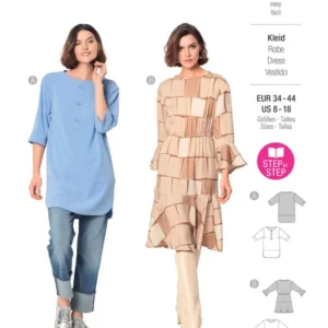 Tunique avec parements et fentes arrondies / robe à volants et coulisse élastiquée à la taille