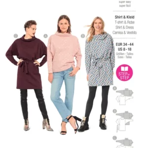 T-shirt, robe – à col roulé ample