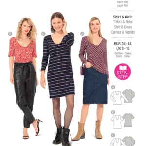 T-shirt, robe – forme droite avec encolure en V