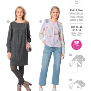 Robe et blouse dans une coupe droite avec poignets