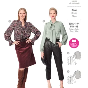 Blouse féminine avec ruché ou col lavallière