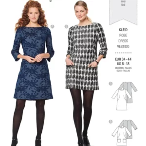 Robe – encolure dégagée arrondie – manches 3/4