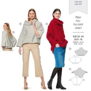 Pull – façon cape – col coupé à même le devant et le dos