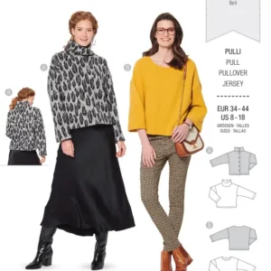 Pull – forme carrée – col droit – boutonné dans le dos