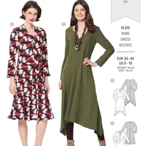 Robe avec un parement de taille et une jupe cloche – encolure en V