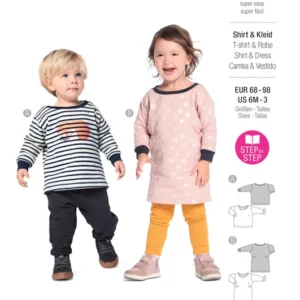 T-shirt et robe avec encolure ronde et poignets